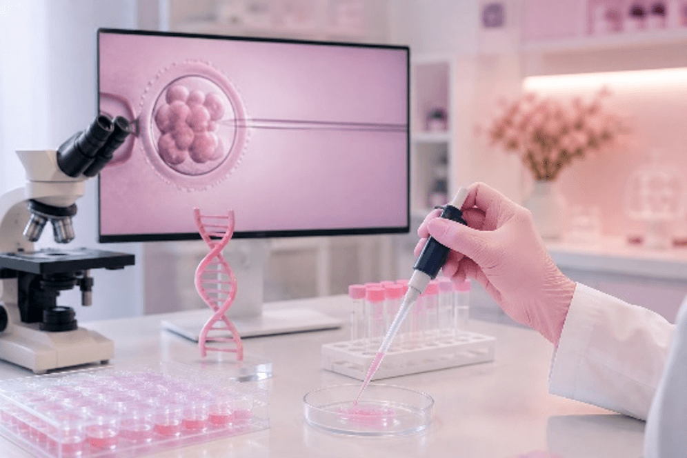 Embryology laboratory preparing for genetic testing at Divine IVF, Noida