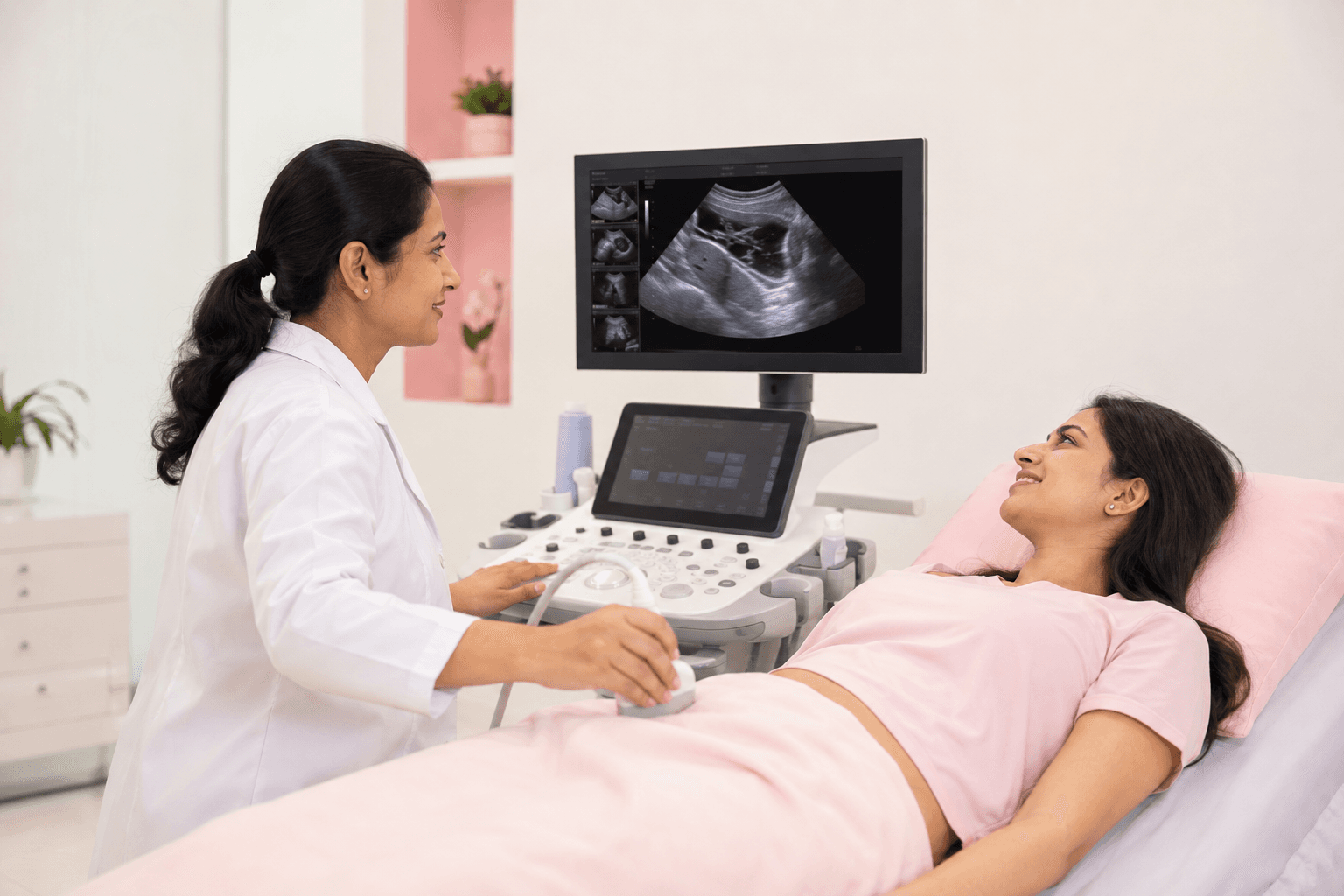 Ultrasound scan for pelvic assessment before laparoscopy at Divine IVF Noida