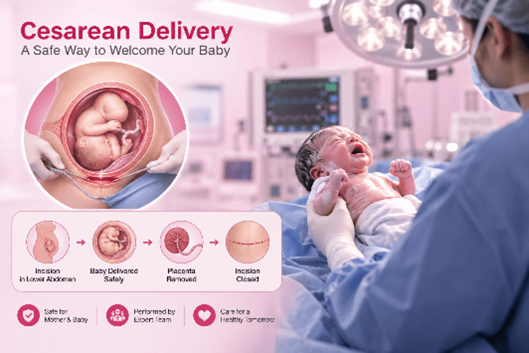 Cesarean delivery team at Divine IVF, Noida